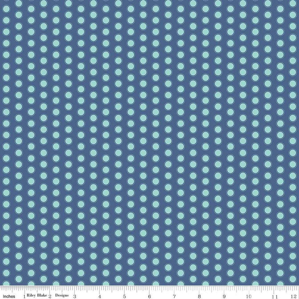 Daisy Fields Dots | Denim 1/2 yard - The QuilTea Corner