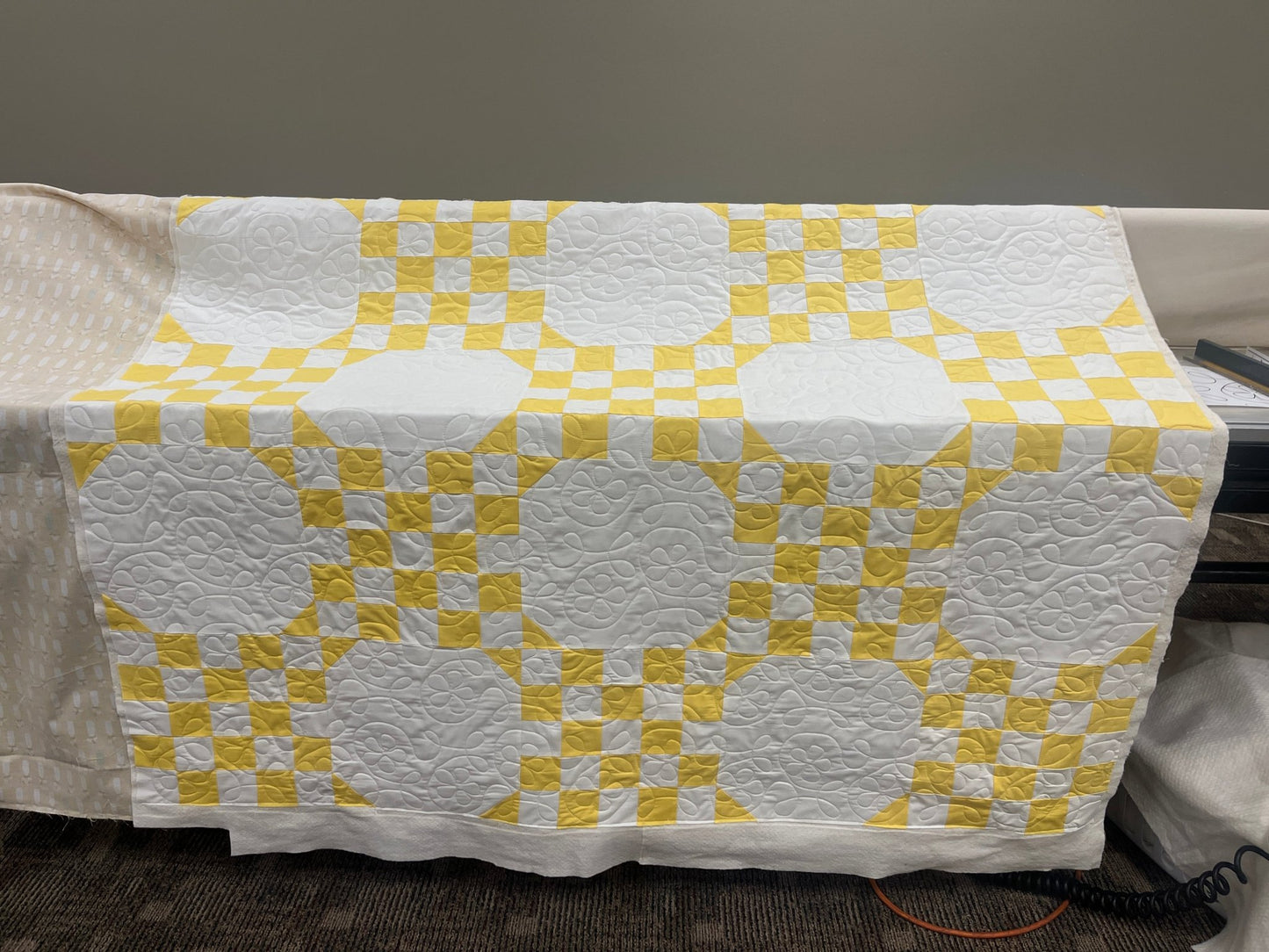Double Bubble Quilt – Modern Double Irish Chain in Yellow and White | Handmade Throw Quilt - The QuilTea Corner