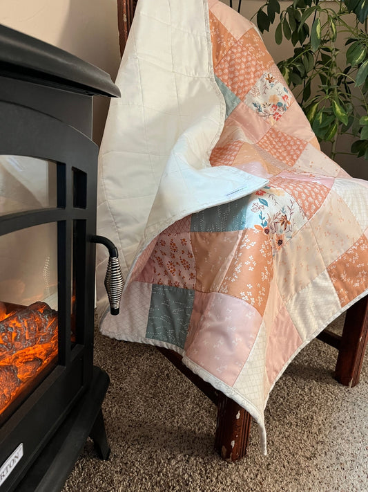 Pastel Patchwork Baby Quilt – Handmade Fall - Inspired Quilt with Art Gallery Fabrics - The QuilTea Corner