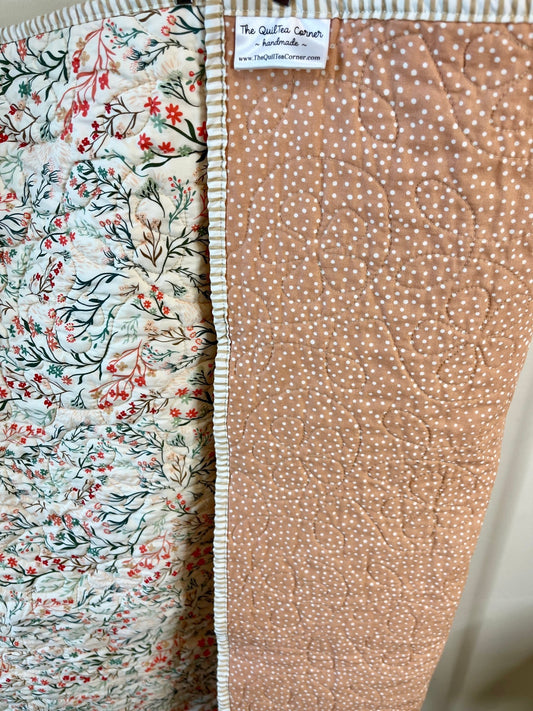 Peach Wildflower Baby Quilt & "Guess How Much I Love You" Book Bundle - The QuilTea Corner