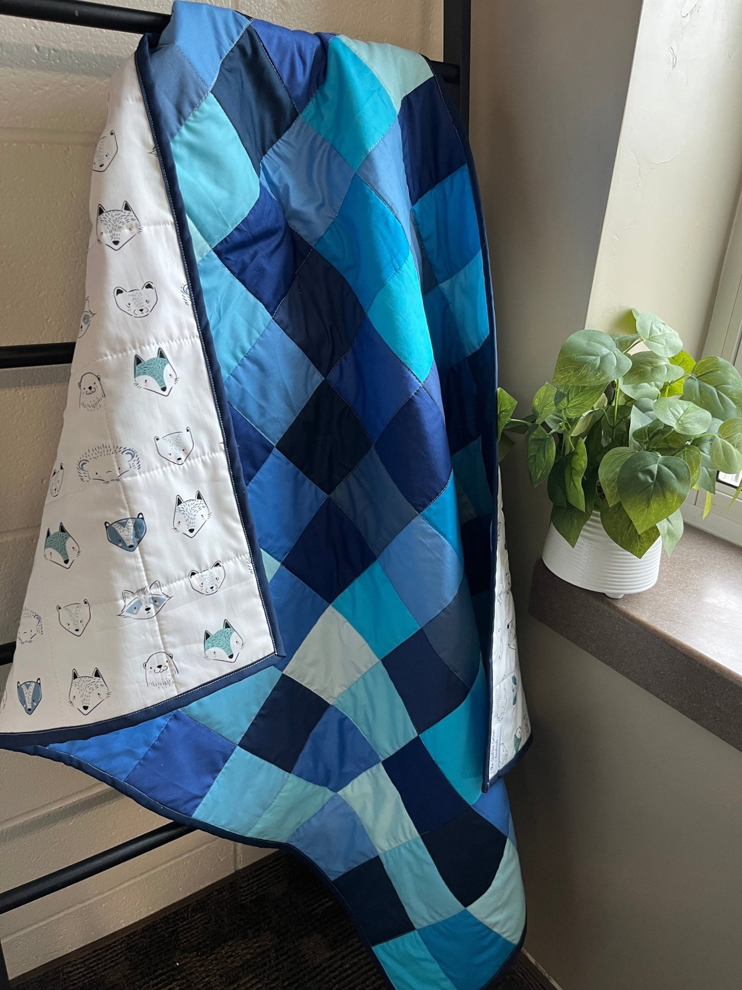 Shades of Blue Patchwork Baby Boy Quilt – Handmade - The QuilTea Corner