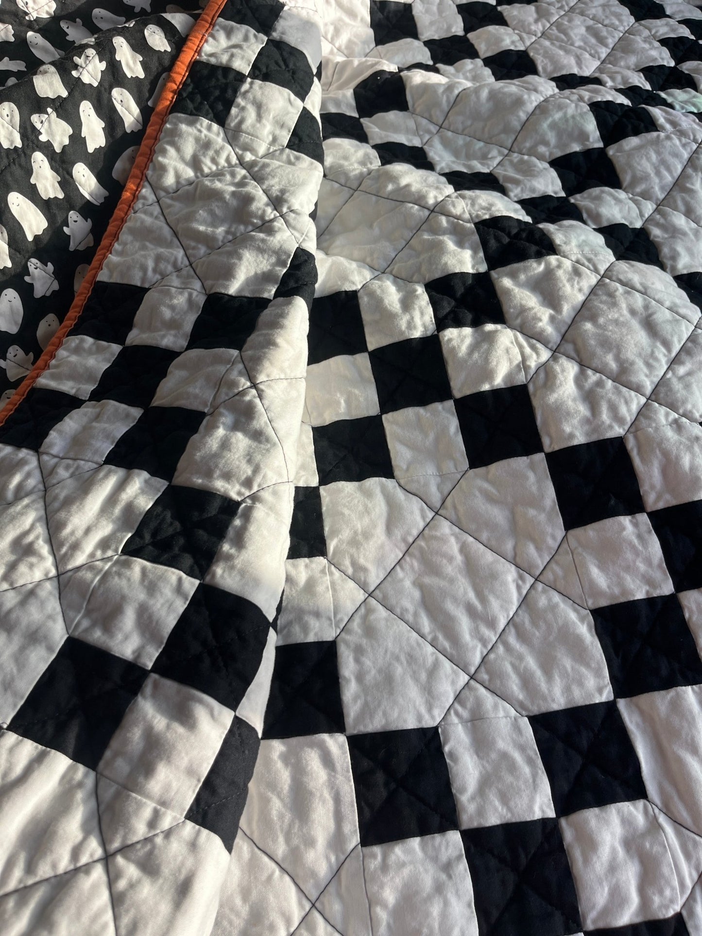 Spooktacular Irish Chain Quilt Throw: Halloween Fun Decor Timeless Style - The QuilTea Corner