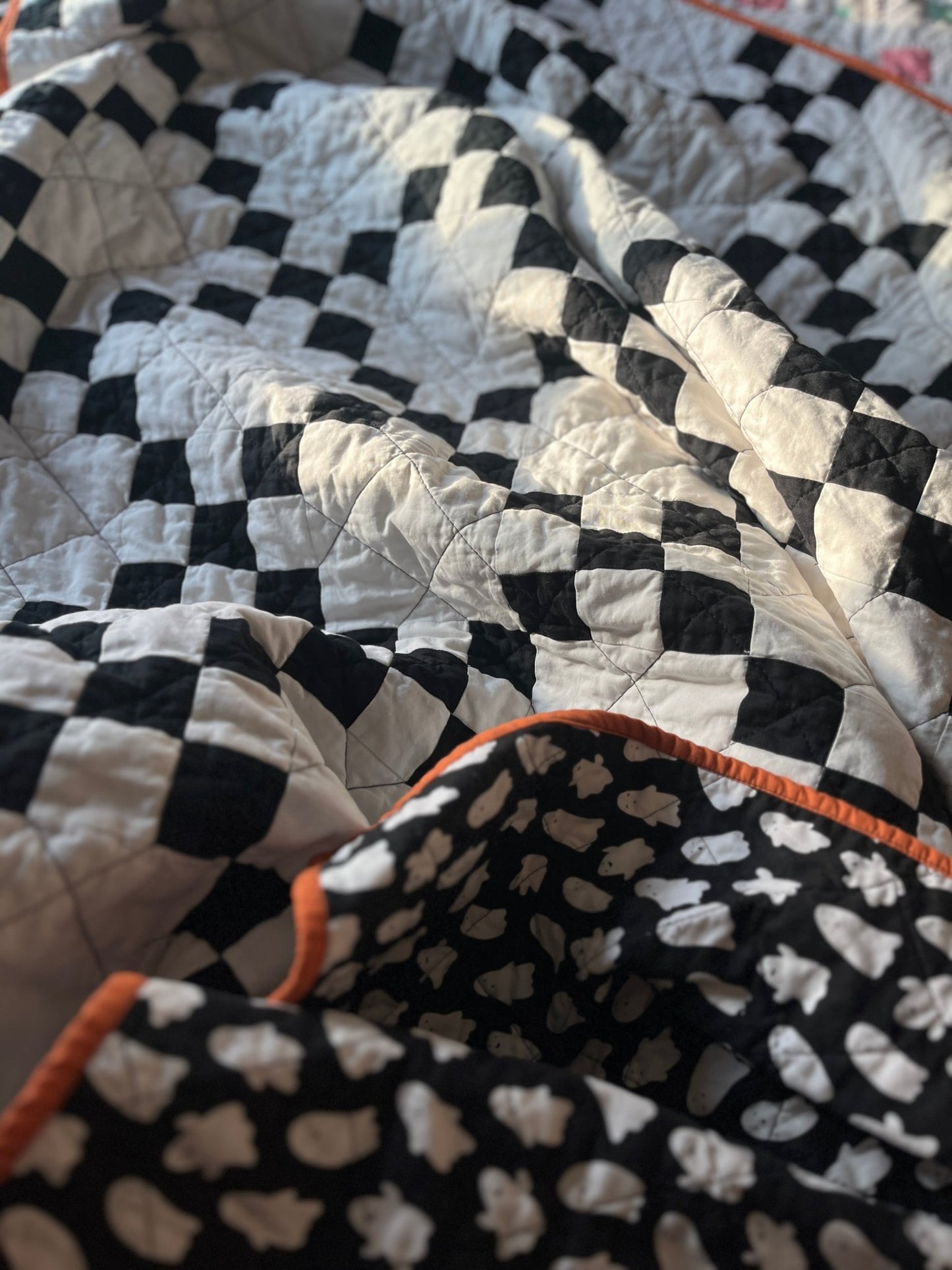 Spooktacular Irish Chain Quilt Throw: Halloween Fun Decor Timeless Style - The QuilTea Corner