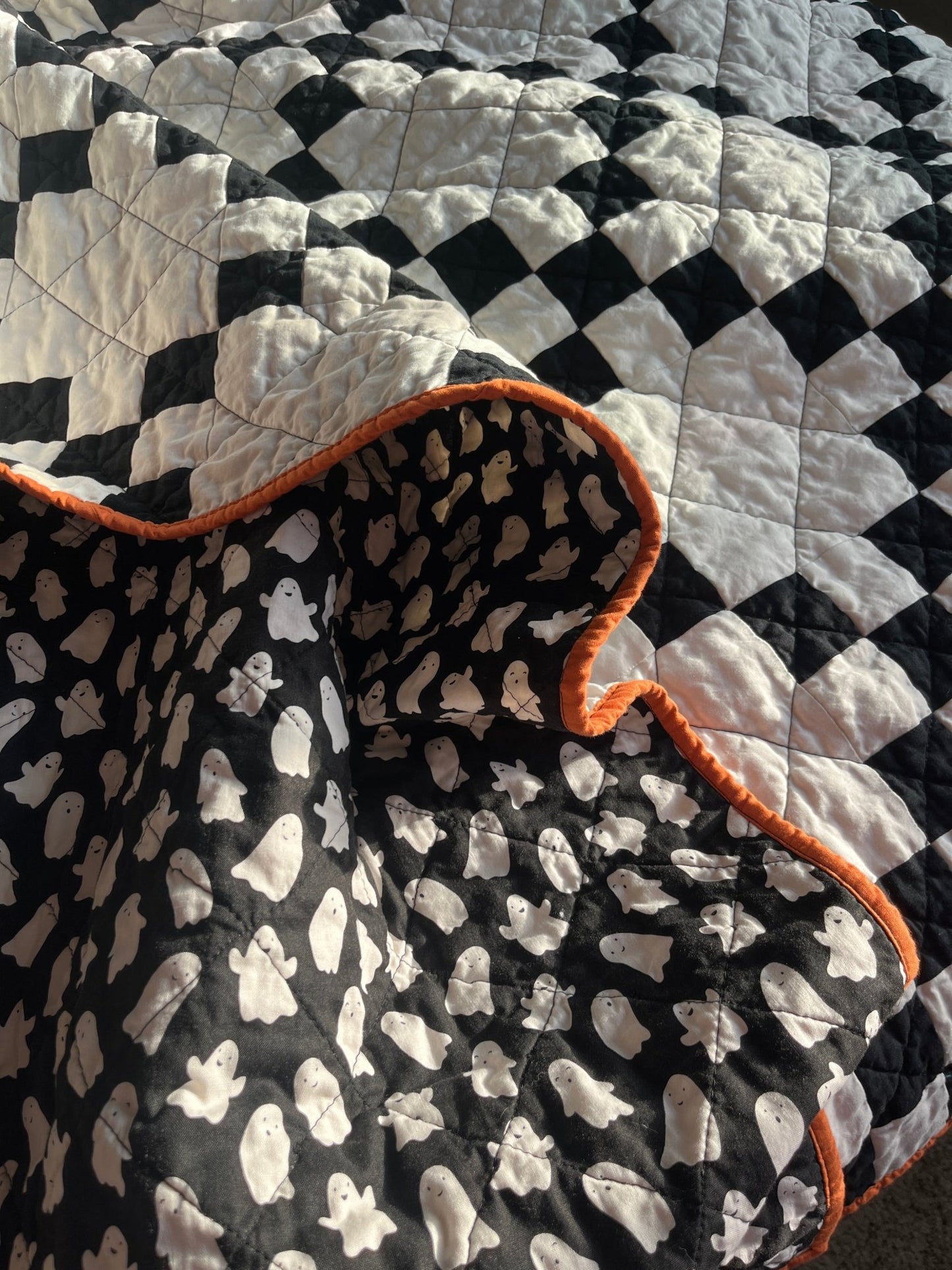 Spooktacular Irish Chain Quilt Throw: Halloween Fun Decor Timeless Style - The QuilTea Corner