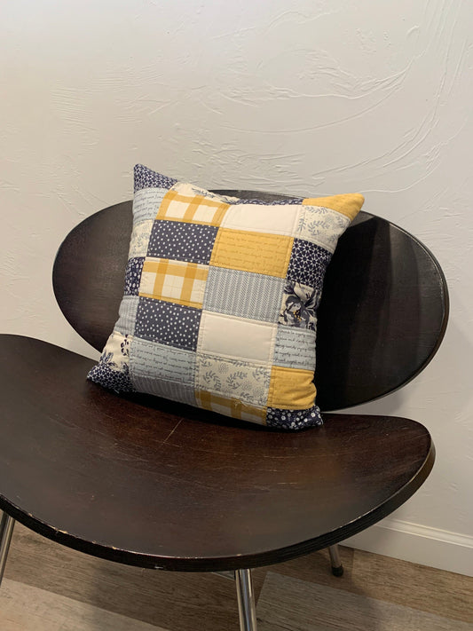 Bluebell Scrappy Patchwork 18” Quilted Zippered Pillow Cover - The QuilTea Corner