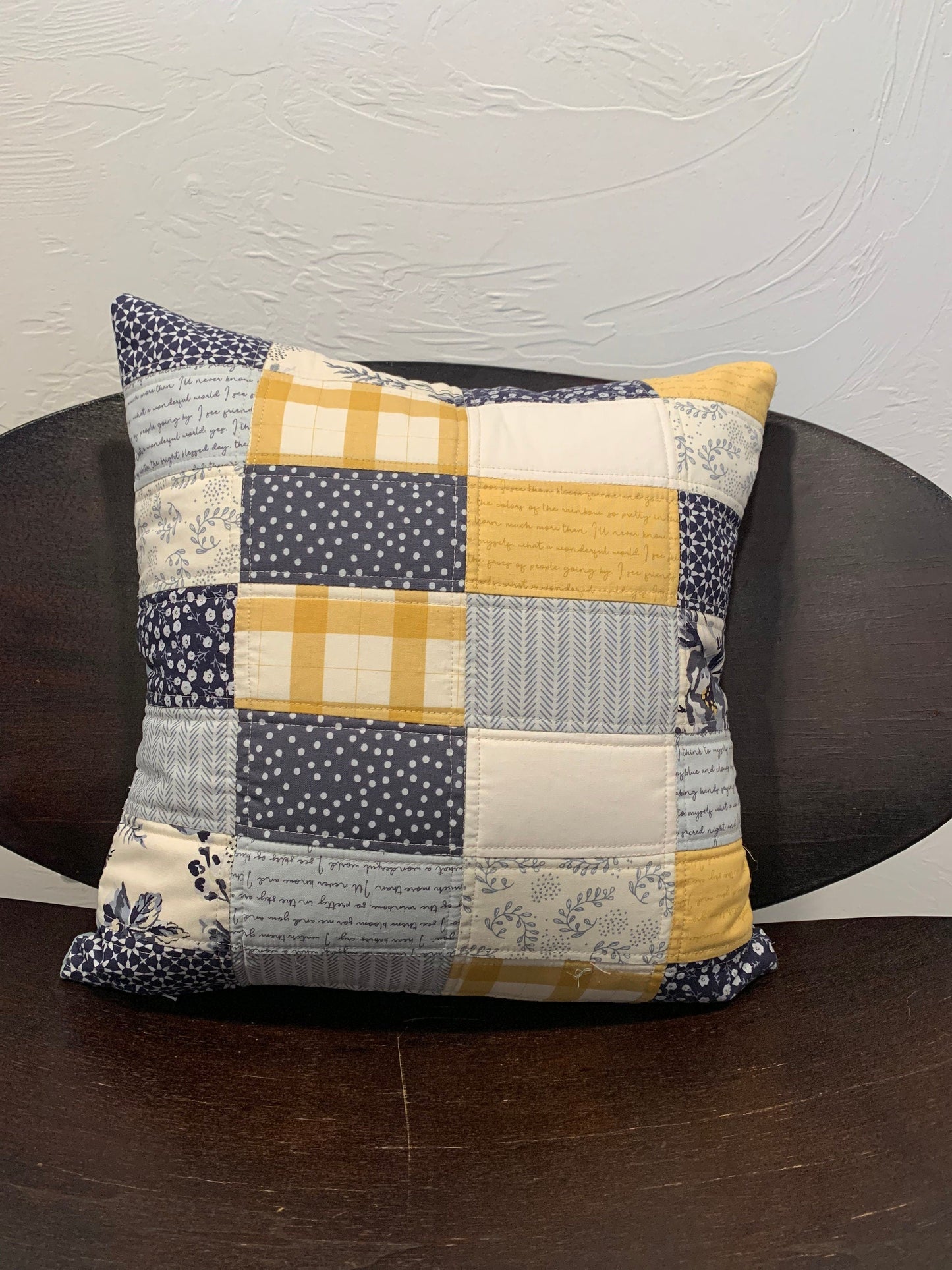Bluebell Scrappy Patchwork 18” Quilted Zippered Pillow Cover - The QuilTea Corner