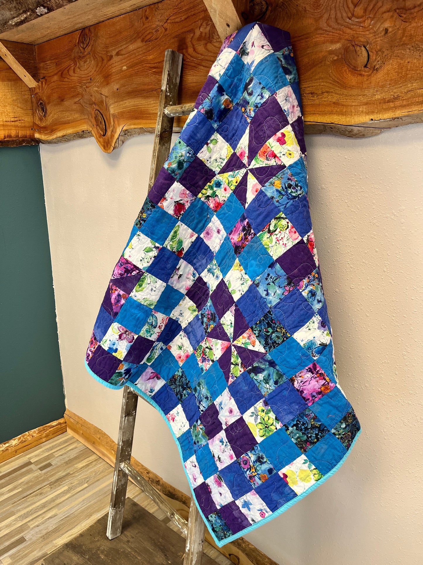Butterfly Girls Square Patchwork Handmade Baby Quilt - The QuilTea Corner