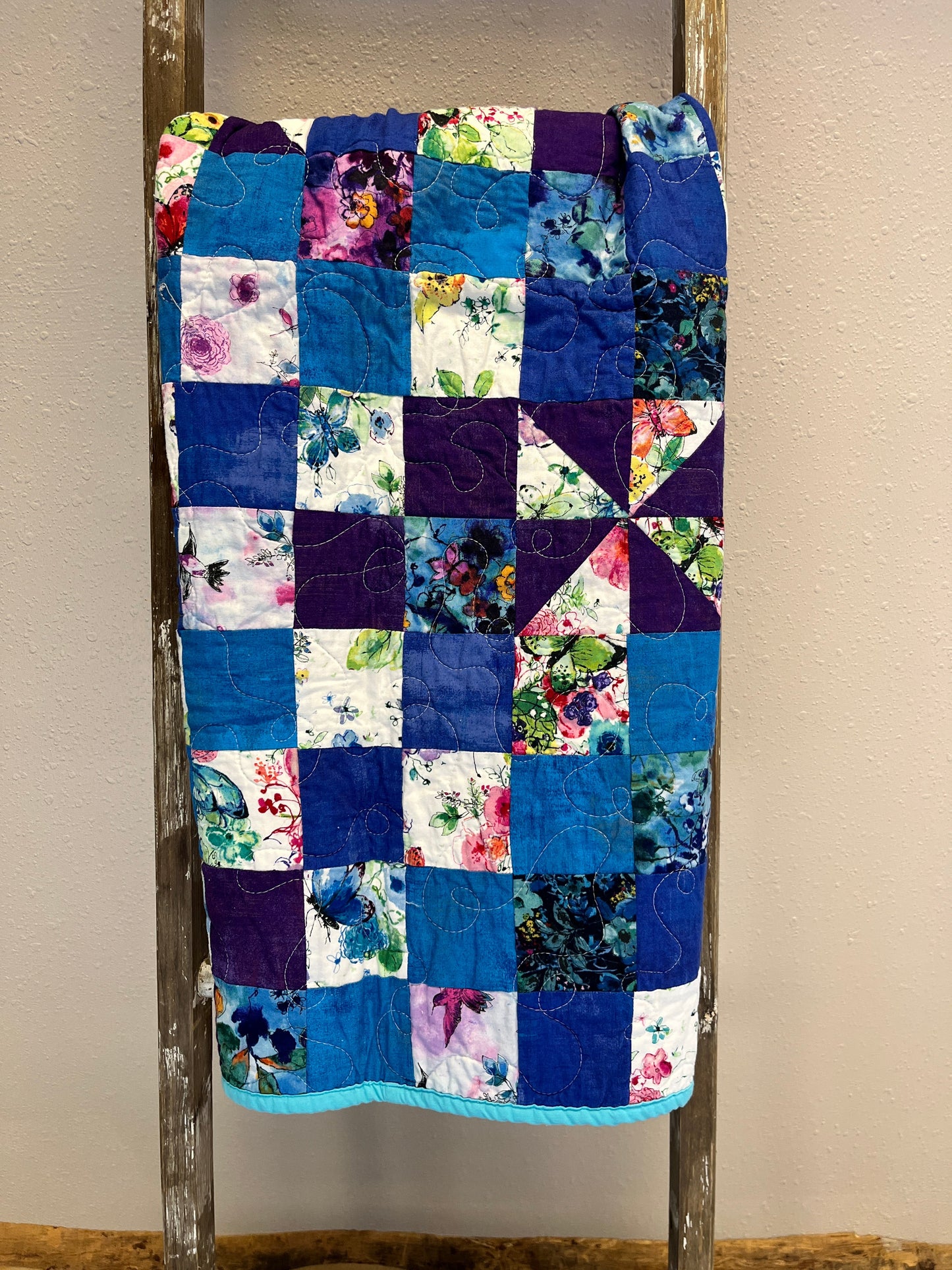 Butterfly Girls Square Patchwork Handmade Baby Quilt - The QuilTea Corner