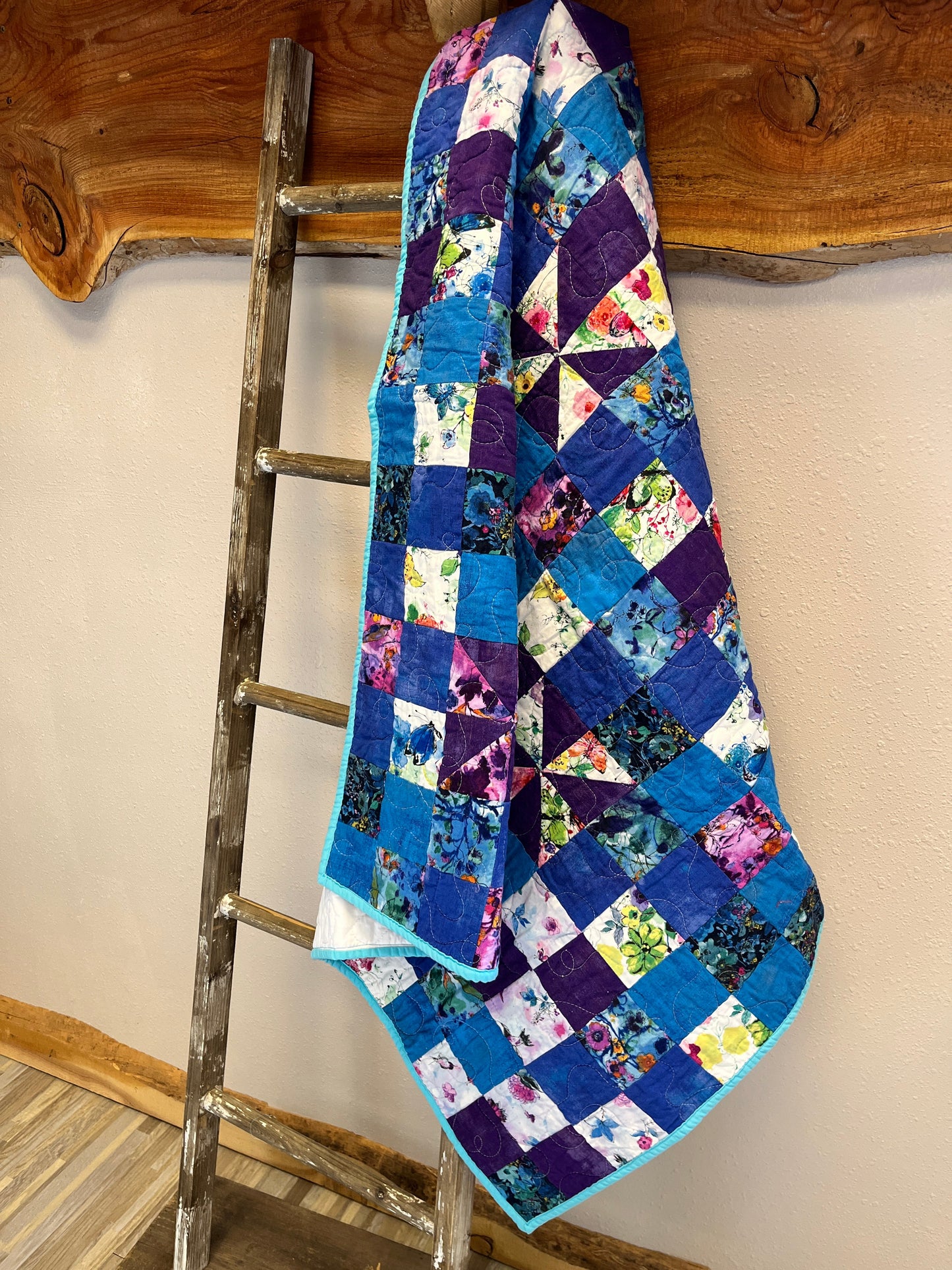 Butterfly Girls Square Patchwork Handmade Baby Quilt - The QuilTea Corner