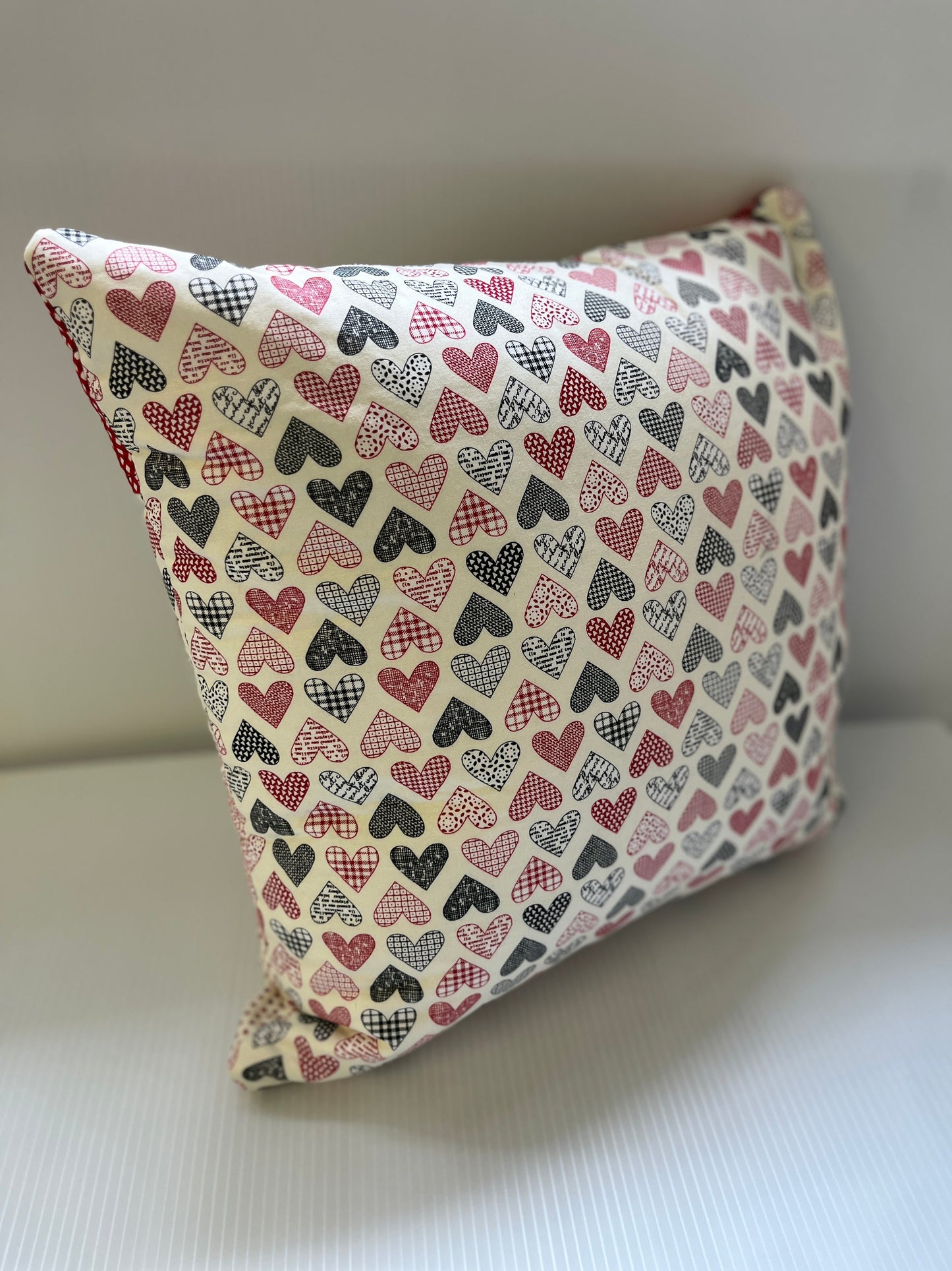Flirt Hearts 18” Quilted Pillow Cover - The QuilTea Corner