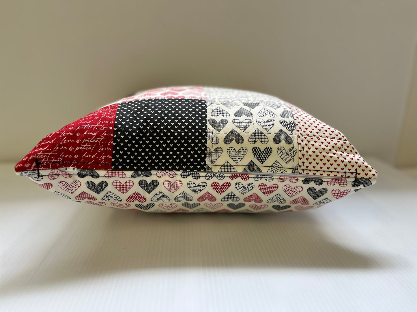 Flirt Hearts 18” Quilted Pillow Cover - The QuilTea Corner