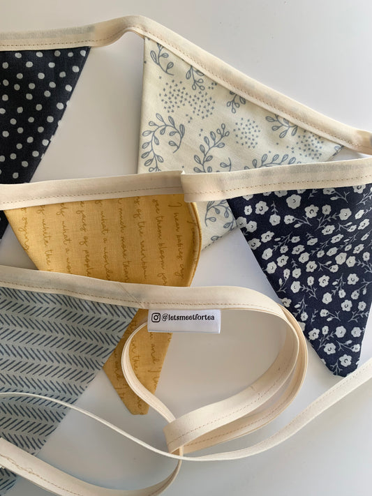 Bluebell Bounty Yellow Blue & Cream Pennant Flag