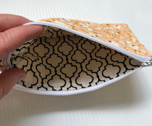 Orange Floral Quilted Pencil/Accessory Bag - The QuilTea Corner