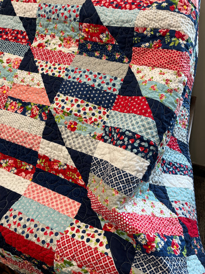 Berry Basket Happy Stripes Quilt Throw – 52” Square