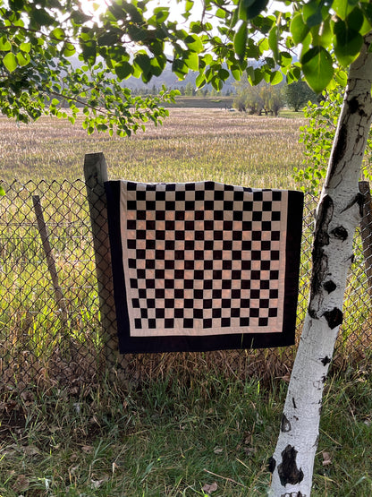 Black and Tan Checkered Ghost Baby Quilt