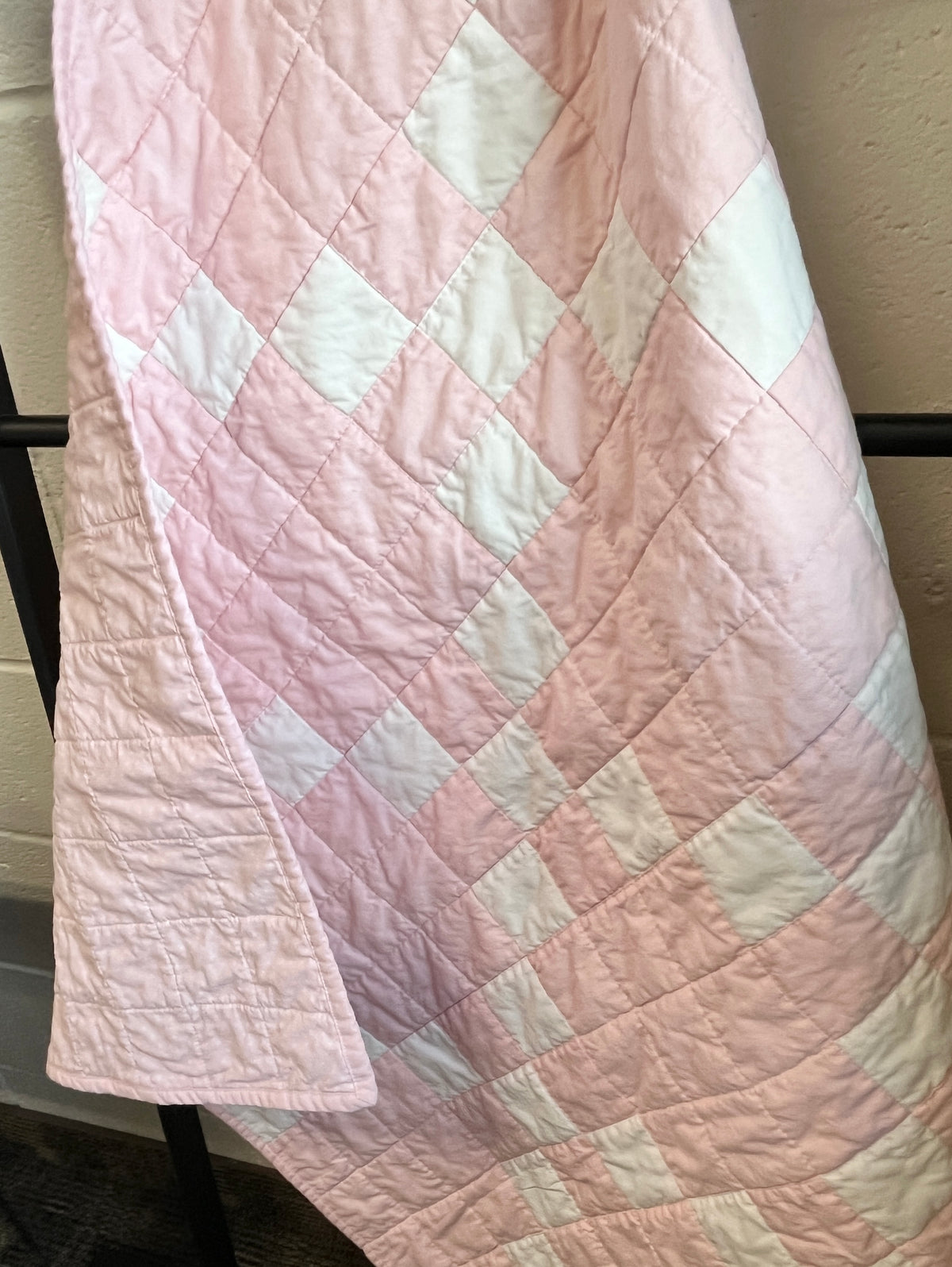 Pink White Irish Chain Baby Quilt
