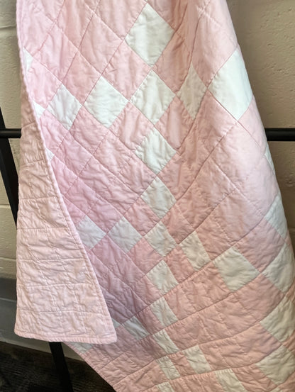 Pink White Irish Chain Baby Quilt