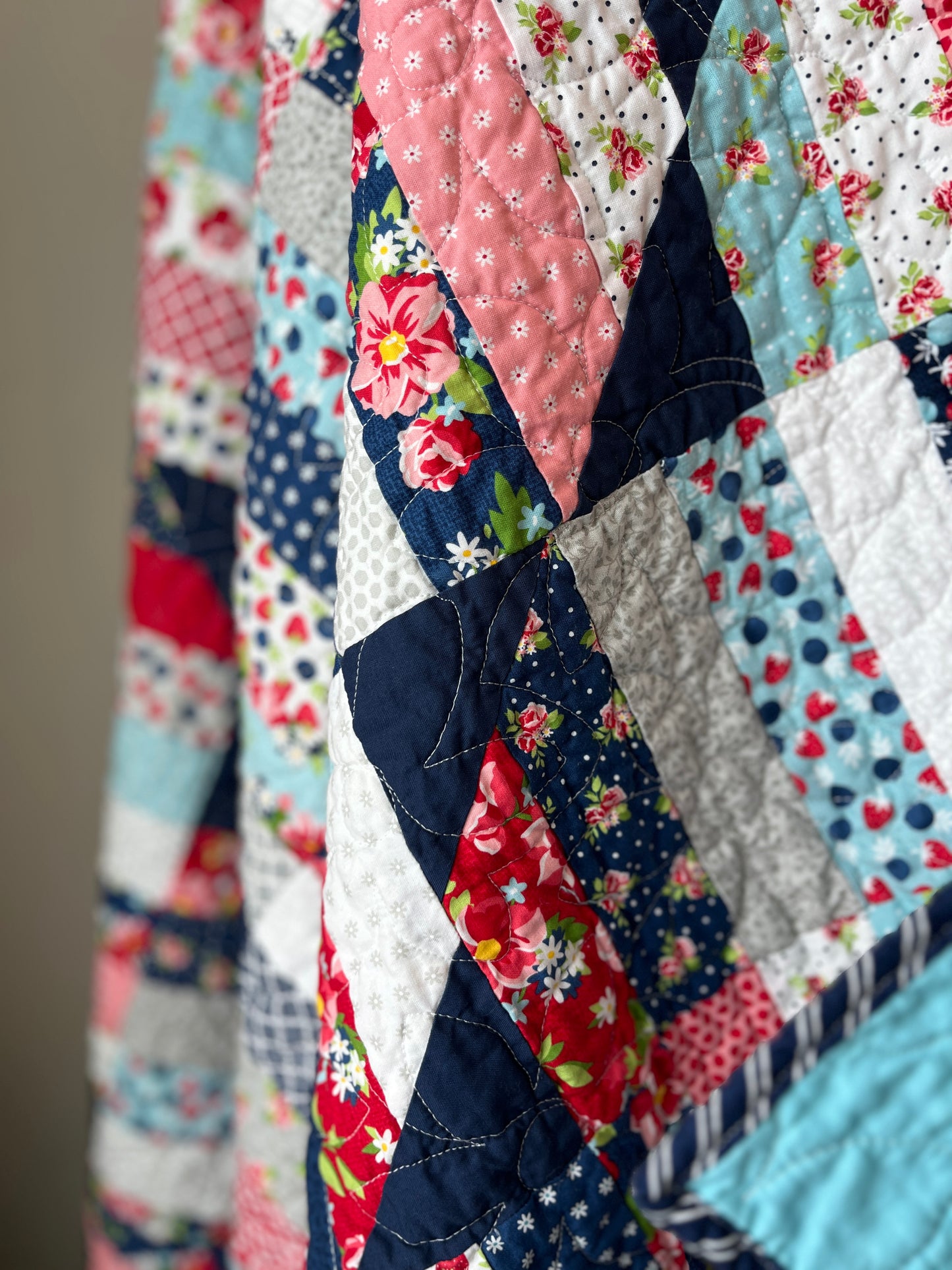 Berry Basket Happy Stripes Quilt Throw – 52” Square