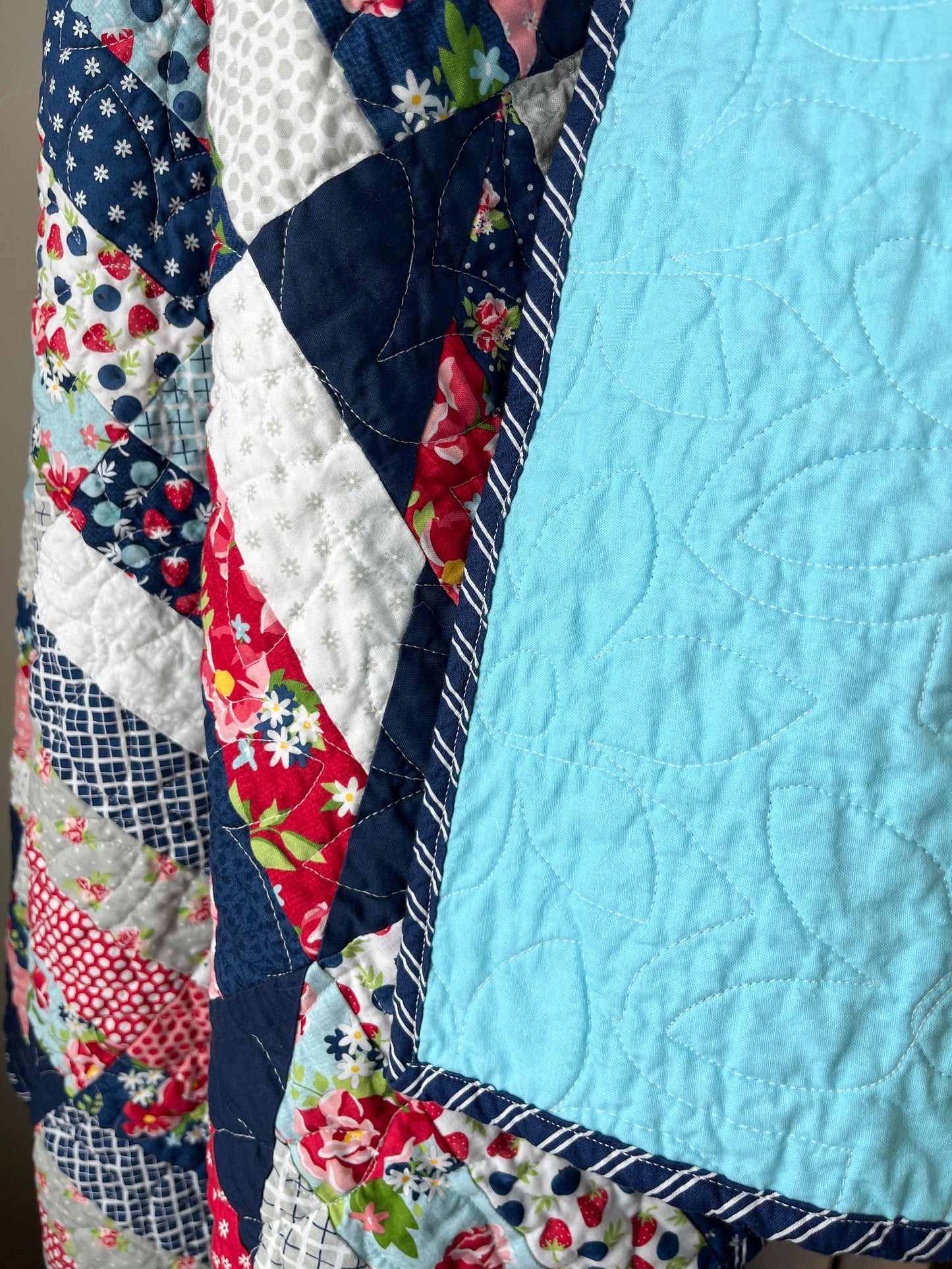 Berry Basket Happy Stripes Quilt Throw – 52” Square