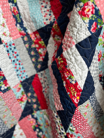 Berry Basket Happy Stripes Quilt Throw – 52” Square