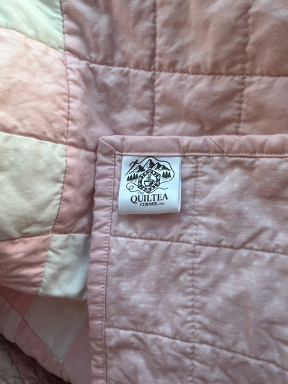 Pink White Irish Chain Baby Quilt