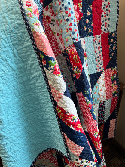 Berry Basket Happy Stripes Quilt Throw – 52” Square