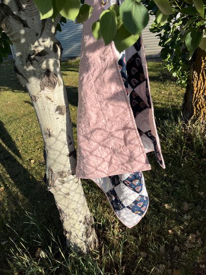 Rainbow Navy and White Checkered Baby Quilt