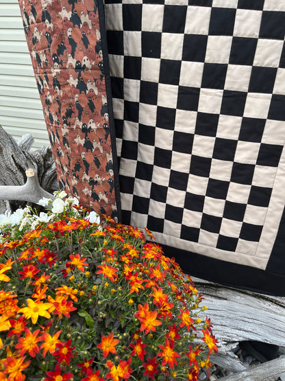 Black and Tan Checkered Ghost Baby Quilt