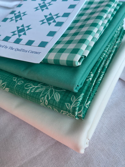 Louis Quilt Kit Green | Baby Size, All Fabrics Included