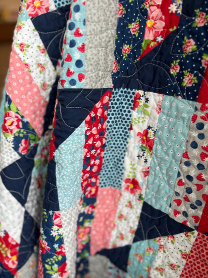 Berry Basket Happy Stripes Quilt Throw – 52” Square