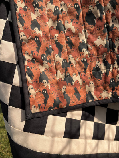 Black and Tan Checkered Ghost Baby Quilt
