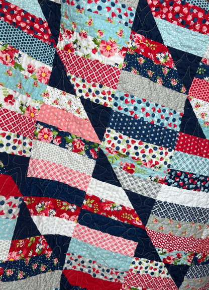 Berry Basket Happy Stripes Quilt Throw – 52” Square