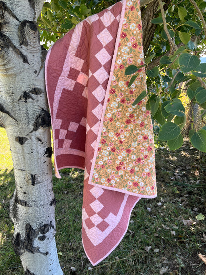 Canyon Rose & Pink Irish Chain Baby Quilt