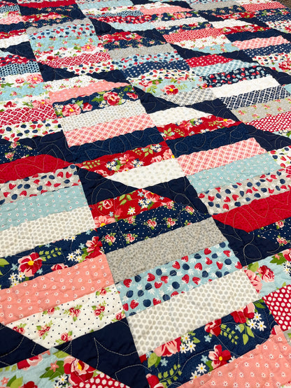 Berry Basket Happy Stripes Quilt Throw – 52” Square