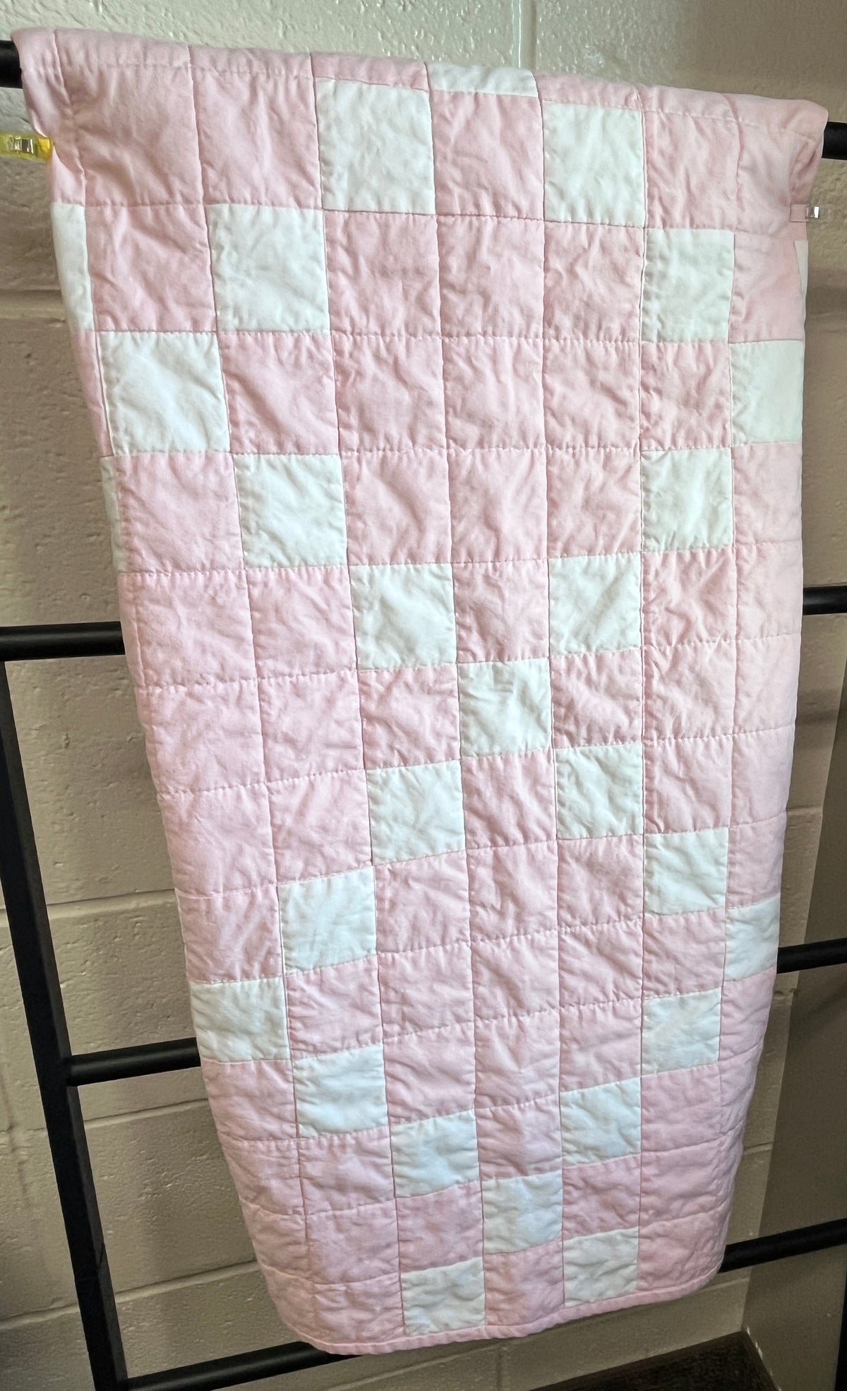 Pink White Irish Chain Baby Quilt