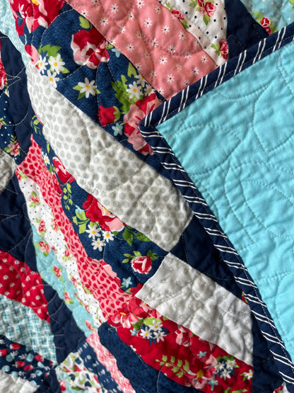 Berry Basket Happy Stripes Quilt Throw – 52” Square