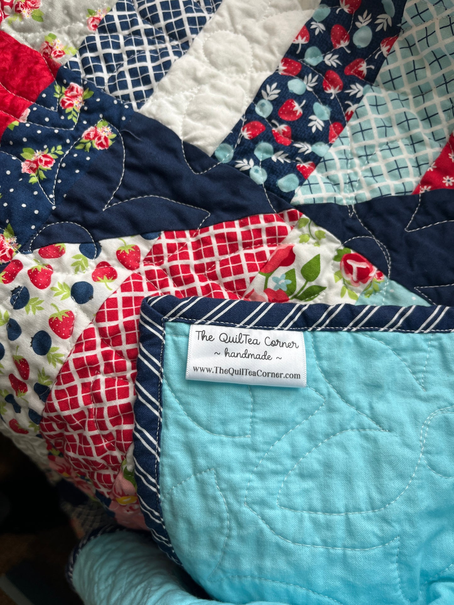 Berry Basket Happy Stripes Quilt Throw – 52” Square