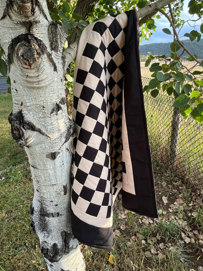 Black and Tan Checkered Ghost Baby Quilt