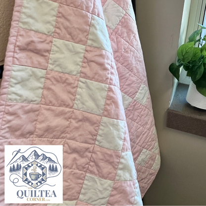 Pink White Irish Chain Baby Quilt