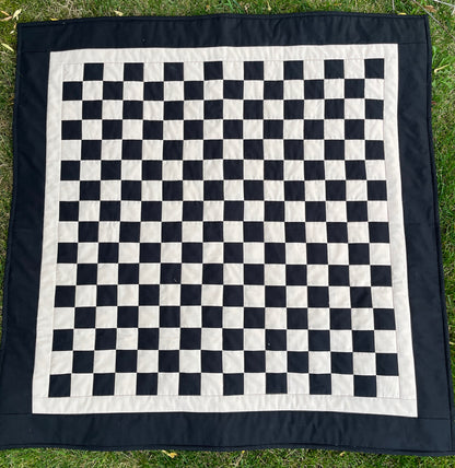 Black and Tan Checkered Ghost Baby Quilt