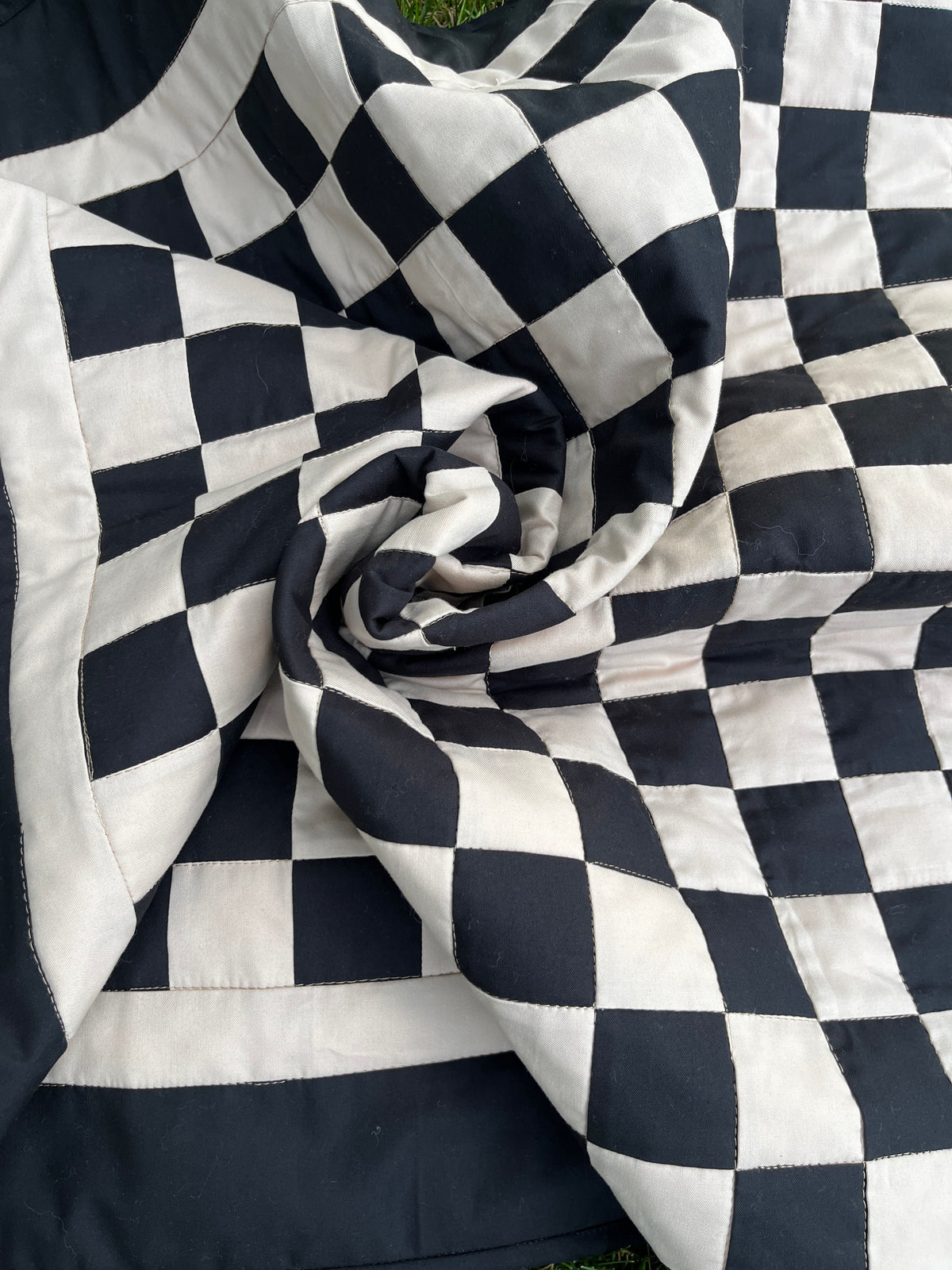 Black and Tan Checkered Ghost Baby Quilt