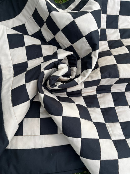 Black and Tan Checkered Ghost Baby Quilt