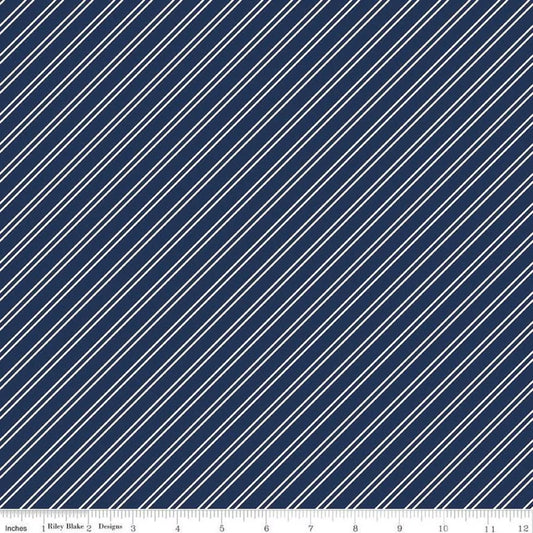 Between the Pages Stripe | Navy 1/2 yard