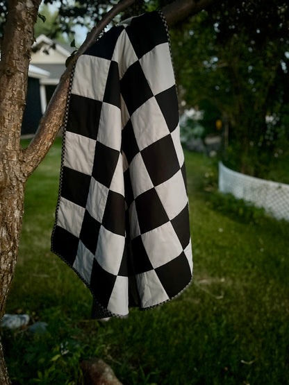 Black & Gray Checkered Baby Quilt
