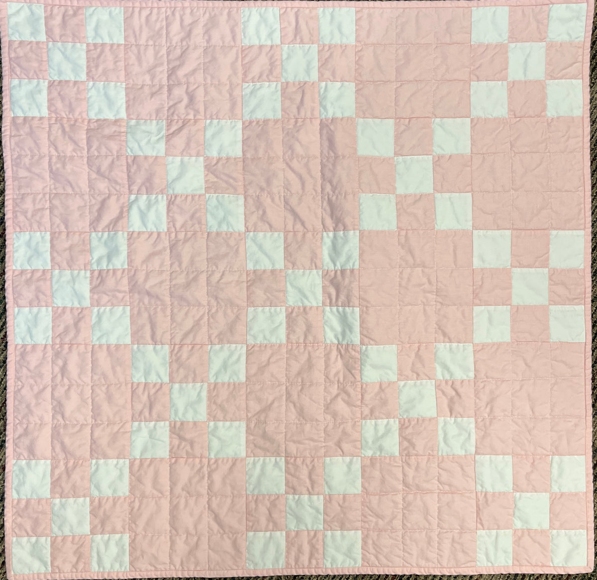 Pink White Irish Chain Baby Quilt