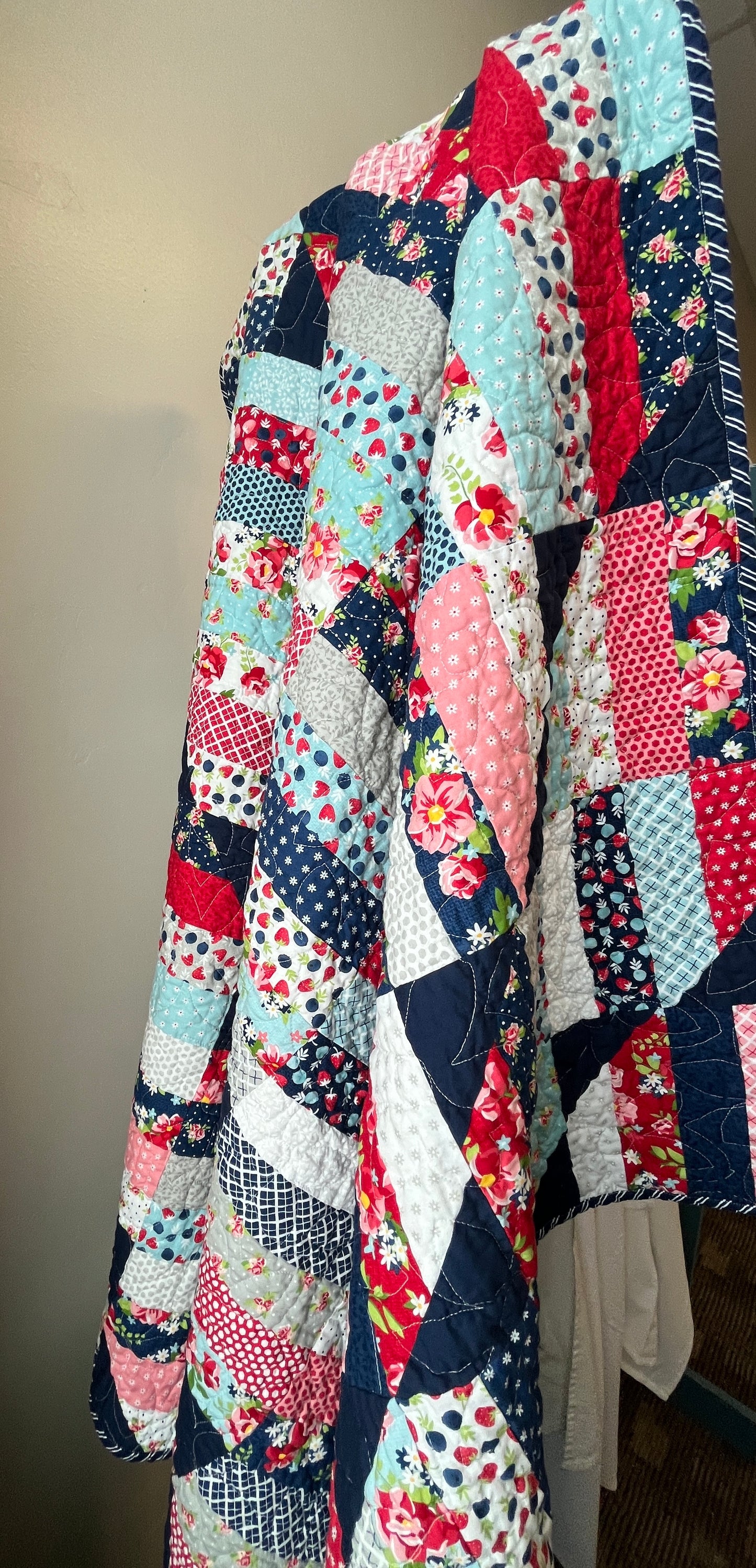 Berry Basket Happy Stripes Quilt Throw – 52” Square