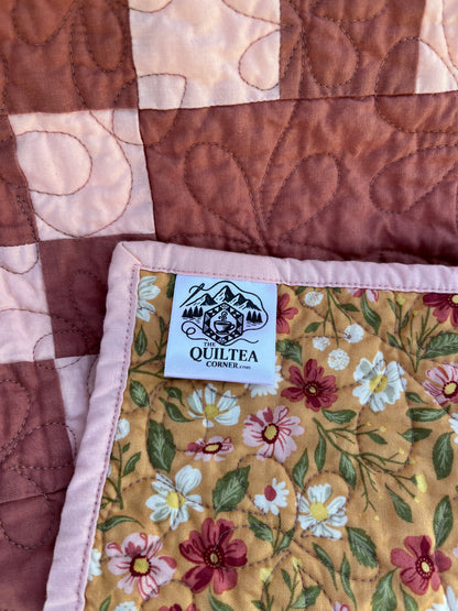 Canyon Rose & Pink Irish Chain Baby Quilt