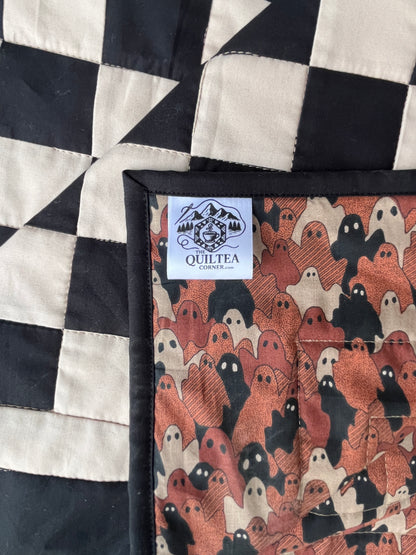 Black and Tan Checkered Ghost Baby Quilt
