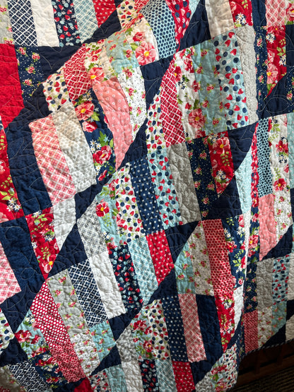 Berry Basket Happy Stripes Quilt Throw – 52” Square