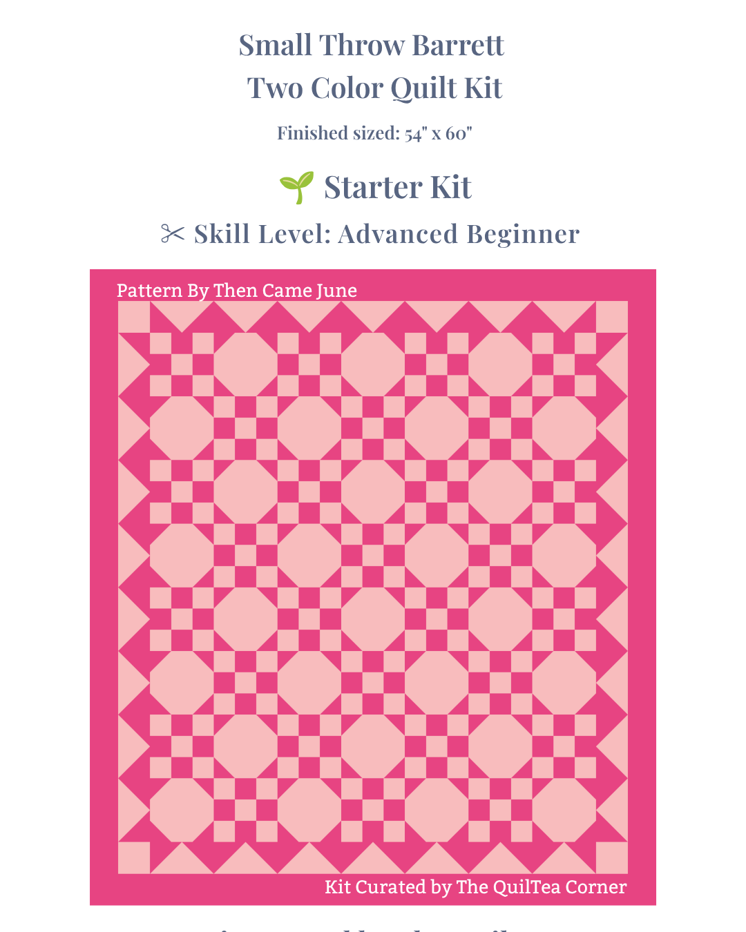 Barrett Two Color Starter Quilt Kit - Small Throw Pink